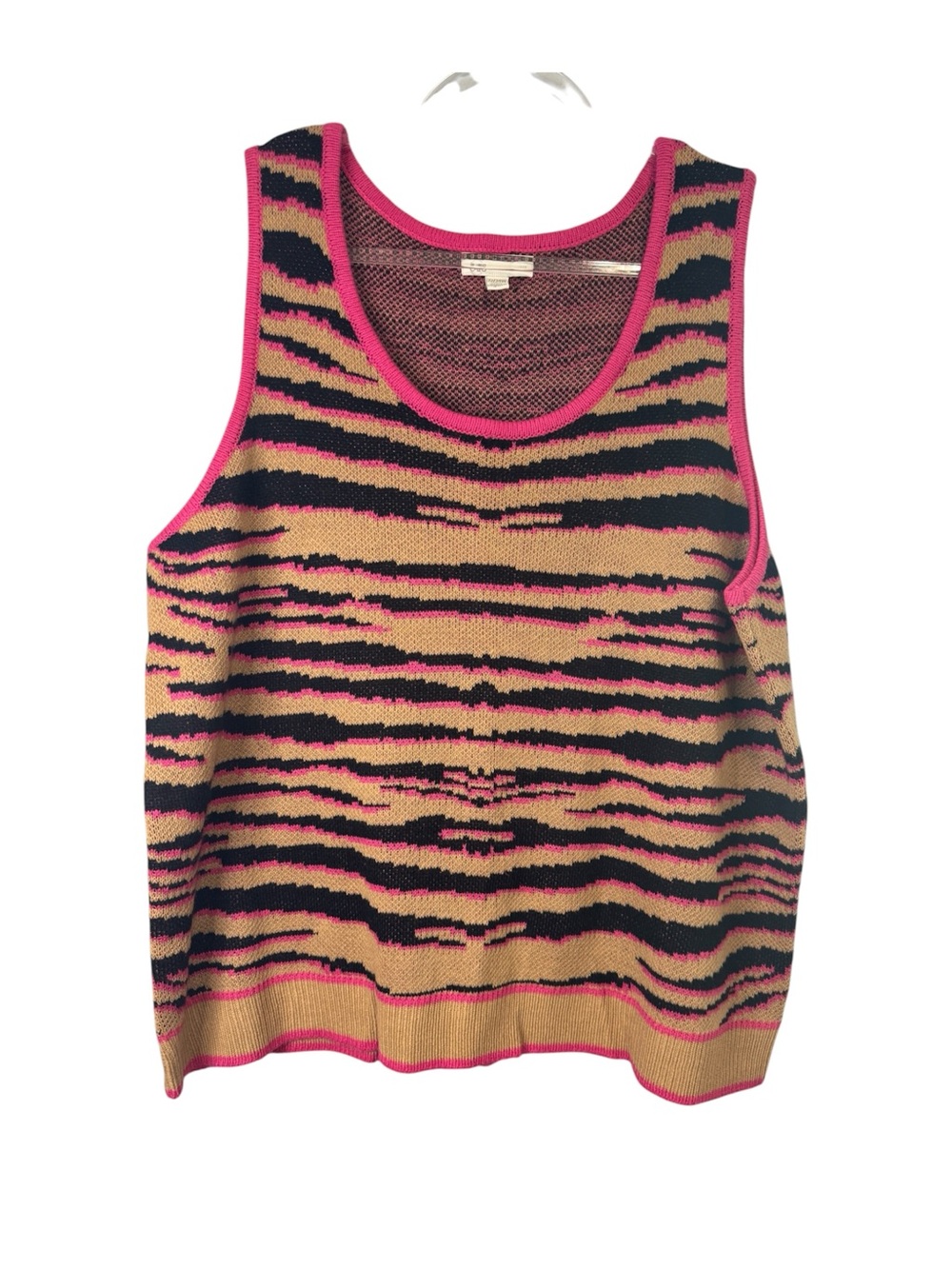 Cato Striped Knit Tank in Pink, Black & Tan